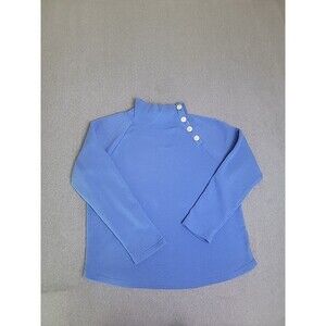 J Crew Sweater Womens M Wide Button Collar‎ Pullover Tunic Blue Preppy Secretary